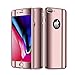 Leagway iPhone 8 Plus Case Cover, Ultra Slim Electroplate 360 Degree Full Body Protection Mirror Case with Tempered Glass Screen + Hard PC Protector for Apple iPhone 7 Plus/8 Plus (Rose Gold)