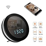 HongSheng WiFi Alarm Clock Hidden Spy Camera Home Security Monitoring Nanny Cam with 140°Angle/8 Hours Recording/128G External Capacity/Motion Detection/Night Vision/Remote View/1080P