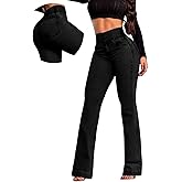 Flare Jeans for Women Tummy Control Bootcut Jeans Stretchy Button Fly Bell Bottom Butt Lifting High Waisted Denim Pants