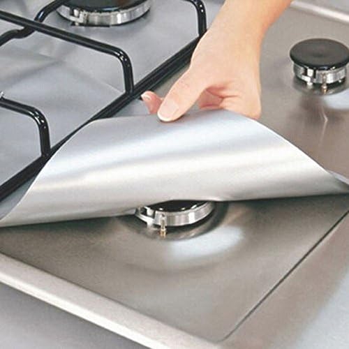 LILACORP 4Pcs Reusable Foil Gas Hob Range Stovetop Burner Protector Liner Cover For Cleaning Kitchen Tools