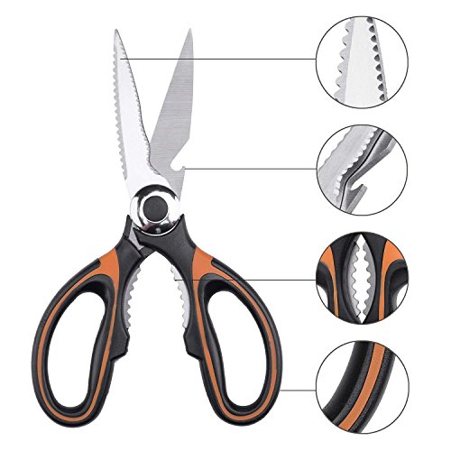 Kitchen Shears, Beyetori Heavy Duty Scissors Dishwasher Safe Ultra Sharp Multipurpose (orange)