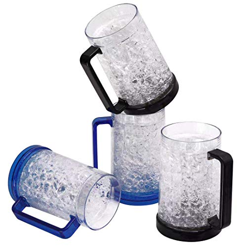 Drinking Glasses Cups, Double Wall Gel Freezer Beer Mugs, Freezer Ice