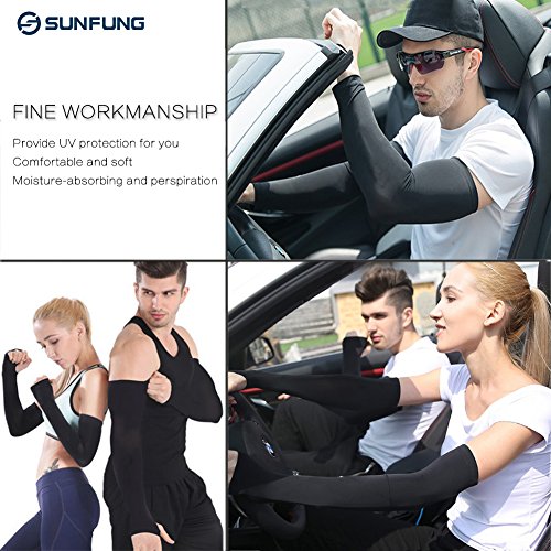 Solid Color Golf Sun UV Protection Cooling Compression Arm Sleeves for Cycling Baseball Fishing Driving - Basketball Shooter Arm Sleeve for Men and Women (Black, Medium)