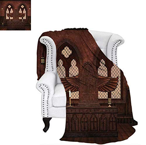 CHASOEA Digital Printing Blanket Medieval Altar in The Religious Building Tradition Ritual Deity Temple Graphic Image Summer Quilt Comforter 60"x50" Brown