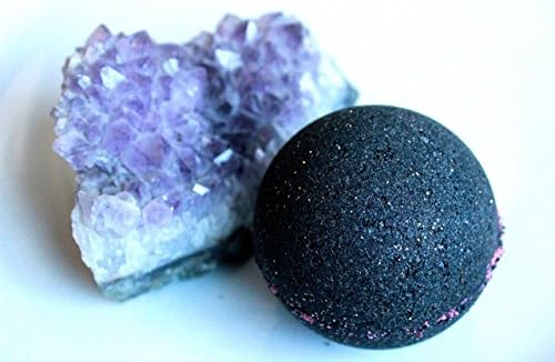 HIDDEN GEM Bath Bomb - Black Sparkle Bathbomb Fizzer with stone hidden inside! - Eco-friendly