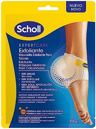 Máscara esfoliante para calcanhar scholl expert care - clinicamente comprovada para eliminar a pele seca e endurecida - 1 par