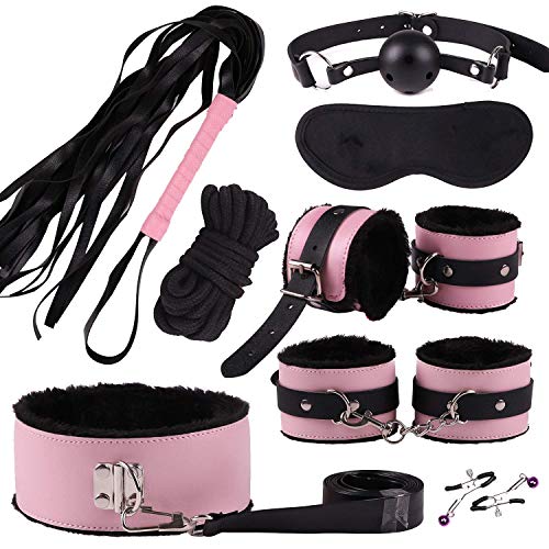 Adults Sex Games Training Strap-On Sets Handcuffs Toys 8 pcs Pink