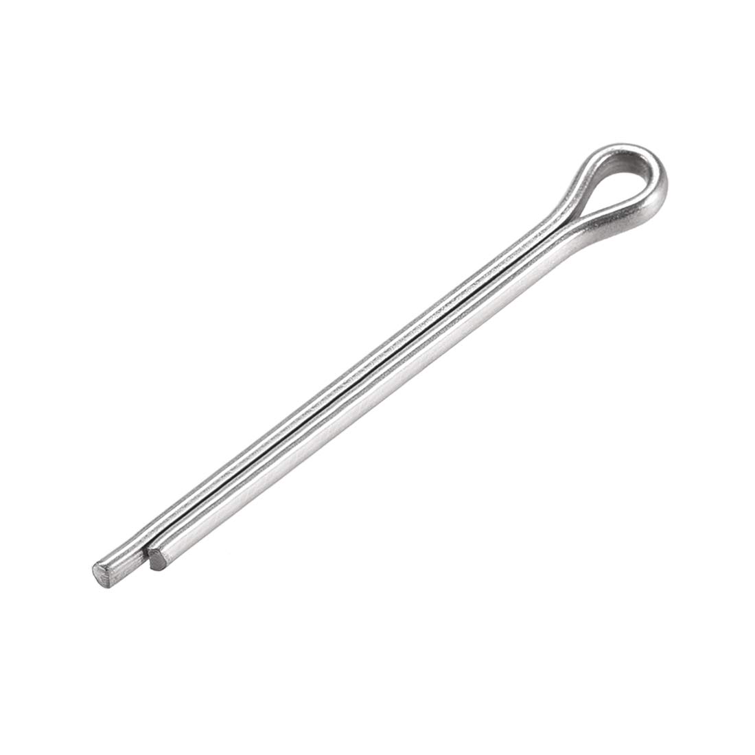 sourcing map Split Cotter Pin - 2.5mm x 30mm 304 Stainless Steel 2-Prongs Silver Tone Fastener Clip Key 120Pcs