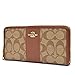 COACH SIGNATURE PVC LEATHER ACCORDION ZIP WALLET, Khaki/Saddle, Large