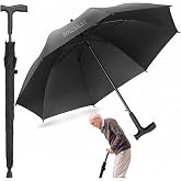 Wrzbest 2-in-1 Walking Sticks Umbrella - Windbreak Ribs Walking Cane Umbrella Lightweight, Windproof, Heavy-Duty Frame- Ideal Father's Gift for Climbing, Hiking, Hanging Out on Raining