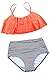 Newbely High Waisted Bikini Swimsuits Bathing Suits For Women Two Pieces (Orange,L)