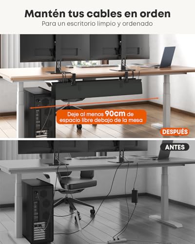 Cable Duct Desk No Drilling 90cm Under Cable Management Desk Clamps/Screw Mount | Escritorio de gestión de cables de tela de 91 cm con abrazadera/tornillo de fijación