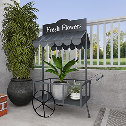 Deco 79 Metal Indoor Outdoor Flower Cart Plantstand, 32" X 21" X 44