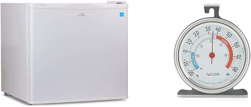 Commercial Cool CCUK12W 1.2 Cu. Ft. Upright Freezer with Adjustable Thermostat Control and R600a Refrigerant, White & Taylor Classic Series Large Dial Fridge/Freezer Thermometer