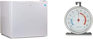 Commercial Cool CCUK12W 1.2 Cu. Ft. Upright Freezer with Adjustable Thermostat Control and R600a Refrigerant, White & Taylor Classic Series Large Dial Fridge/Freezer Thermometer