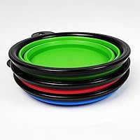 CHTH Collapsible Dog Bowl Food Grade Silicone BPA Free Foldable Expandable Cup Dish also as a Pet Frisbee Flippy Flopper Fetch Dog Toy