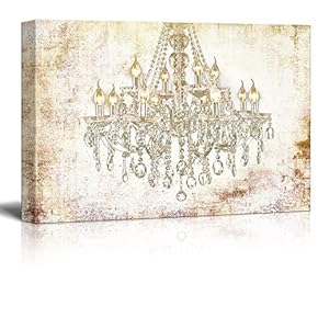 Crystal Clear Chandelier on Vintage Background
