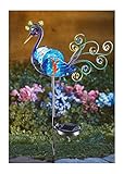 NE Shopping Decorative Multicolor Solar lighted Peacock Metal Garden Stake