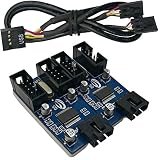 COMeap 9 pin USB Header Male 1 to 4 Female Motherboard Extension Cable USB 2.0 HUB Connector Adapter for Port Multiplier