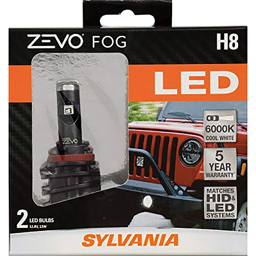 SYLVANIA - H8 ZEVO FOG LED - Premium Quality Plug and Play LED Fog Lights, Bright White Light Output, Matches HID & LED Headlight Lighting Systems, Added Style & Performance (Contains 2 Bulbs)