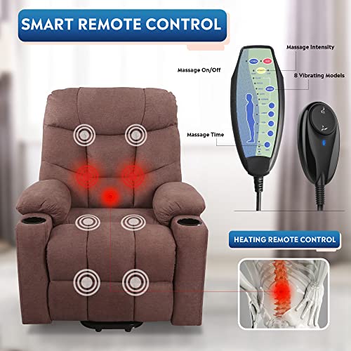 DEVAISE Power Lift Massage Recliner Chair with OKIN Motor Heat and Vibration for Elderly