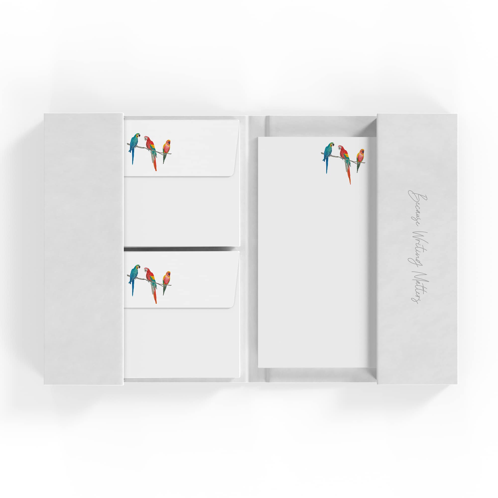 Me Loovely Three Parrots Writing Paper and Envelopes Set A5 Size Papers Stationery Supplies for Invitations Thank You Letters | Christmas Gifts (Pack of 20 with Folder)