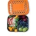 LunchBots Medium Duo Snack Container - Divided Stainless Steel Food Container - Two Sections for Half Sandwich and a Side - Eco-Friendly - Dishwasher Safe - Stainless Lid - Orange Dots