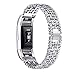 bayite Metal Bands Compatible with Fitbit Charge 2, Replacement Bracelet Adjustable Women Rhinestone, Silver
