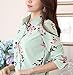 DPO Women's Collared Button Down Long Sleeve Shirt Printed Blouse Green 16,4XL