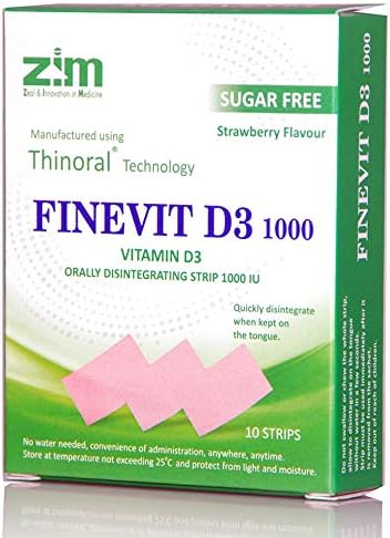 Vitamin D3 Cholecalciferol Orally Disintegrating Strips 1000 IU (FINEVIT D3 1000) - 10 strips