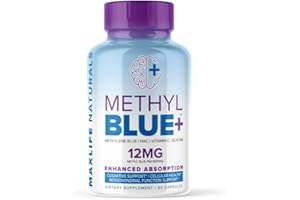 MAXLIFE NATURALS Methylene Blue Pharma Grade 12mg (USP Grade) with Enhanced Absorption Vitamin C Ester for Enhanced Antioxidant Activity | Glycine + NAC Anti-Aging Support, Youth/Longevity Supplement - 60 Capsules