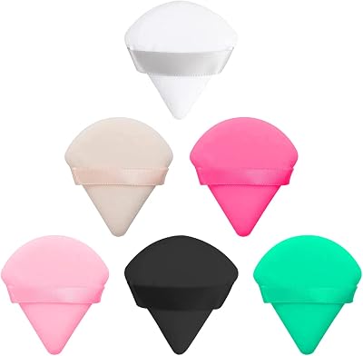 Jagowa 6 Piece Triangle Velvet Powder Puffs Wet Dry Dual Use Makeup Foundation