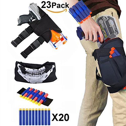 EXSPORT Kids Tactical Waist Bag Holster Kit, Blaster Holster and Dart Wrister Kit, Face Mask,Bullets for Nerf Gun