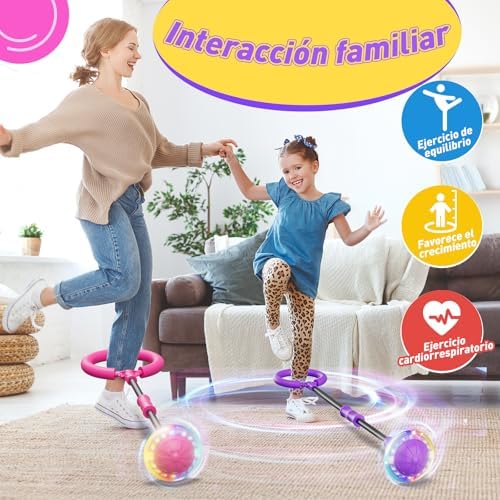 Bola de Salto de Tobillo Recargable con Luz y Contador para Niñas 6-11 Años