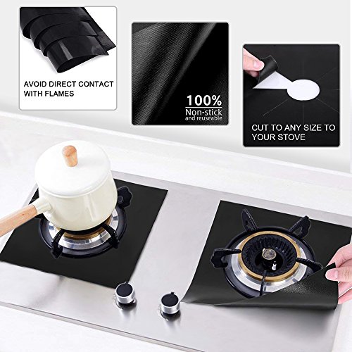 image for Stove Burner Covers, mixigoo Gas Range Protectors Reusable Non-stick S
