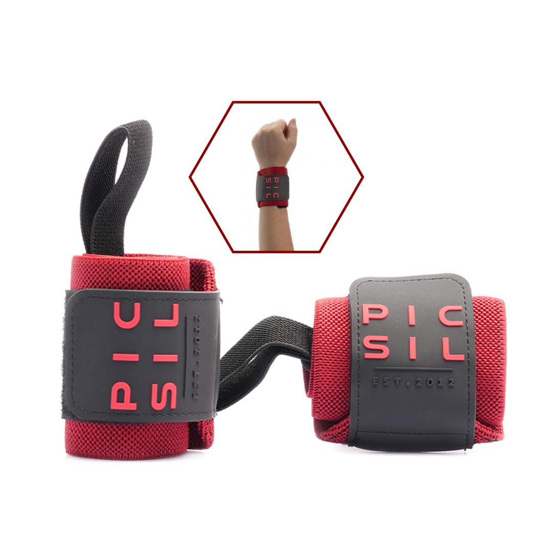 PICSIL - Wrist Support for Cross Training | Reduce Wrist Discomfort | High Performance | Elastic Nylon | Prevents Tendonitis | Ideal for Gym, Bodybuilding, Boxing, Calisthenics | Red