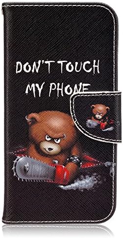 LG G5 Case, G5 Wallet Case - Don't Touch My phone Angry Bear Pattern Premium PU Leather Wallet Case Stand Cover with Card Slots Cash Compartment for LG G5 (2016) Smart phone + CoolGiftCase Stylus