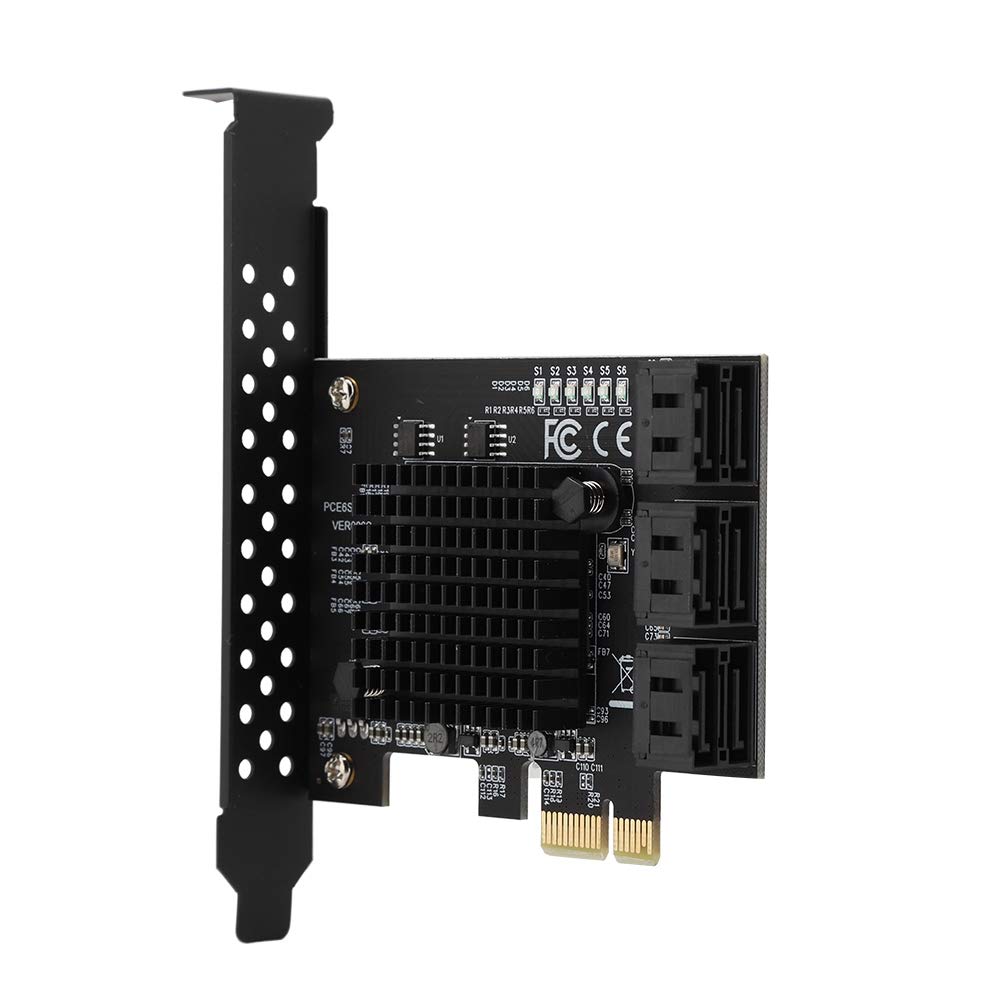 PUSOKEI PCIe 6 Port SATA 3.0 Expansion Card, Compatible SATA 6G 3G 1.5G HDD, for XP/7/8/10/LINUX