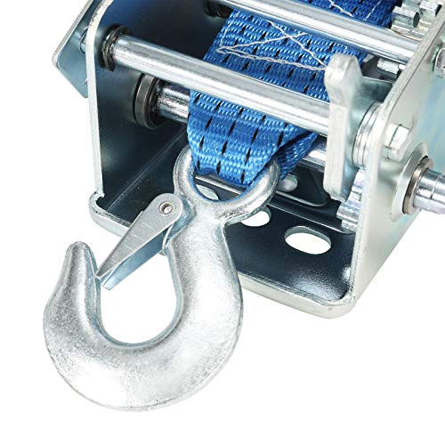 VZCY 3200 LBS Capacity Heavy Duty Hand Winch,Polyester Strap Manual Portable Crank Winch for ATV Boat Trailer Truck Auto, Blue - Image 4