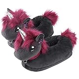 corimori 1847 (10+ Designs) Punk Unicorn Ruby Cute Plush 3D Animal Shaped Slippers, Funny Lounge Shoes, Womens Sizes 4-13