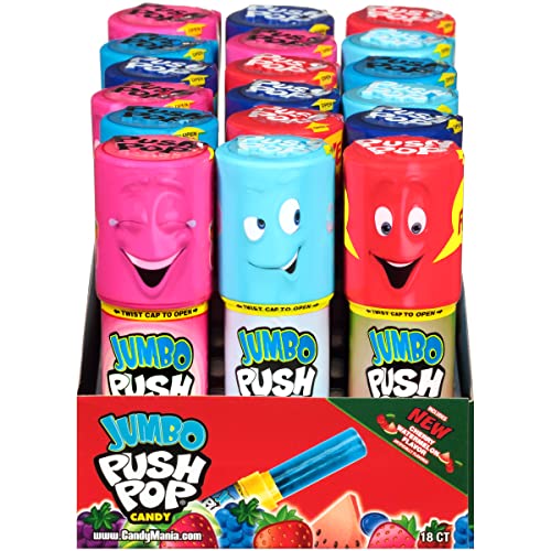 Push Pop Jumbo Candy Assortment Bulk 18 Pack Blue Raspberry