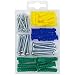 T.K.Excellent Plastic Self Drilling Drywall Ribbed Anchors with Phillips Flat Head Self Tapping Screws Assortment Kit,66 Pieces