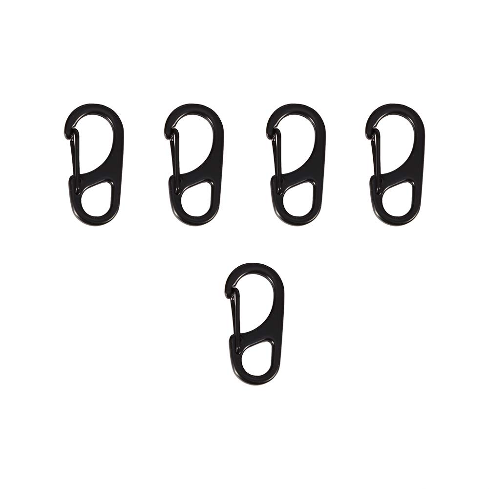 Demeras Mini Carabiner Clips Paracord Keychain 5PCS/Bag EDC Portable Metal Alloy Quick Release Clip Key Ring Keychain Carabiner(Black)