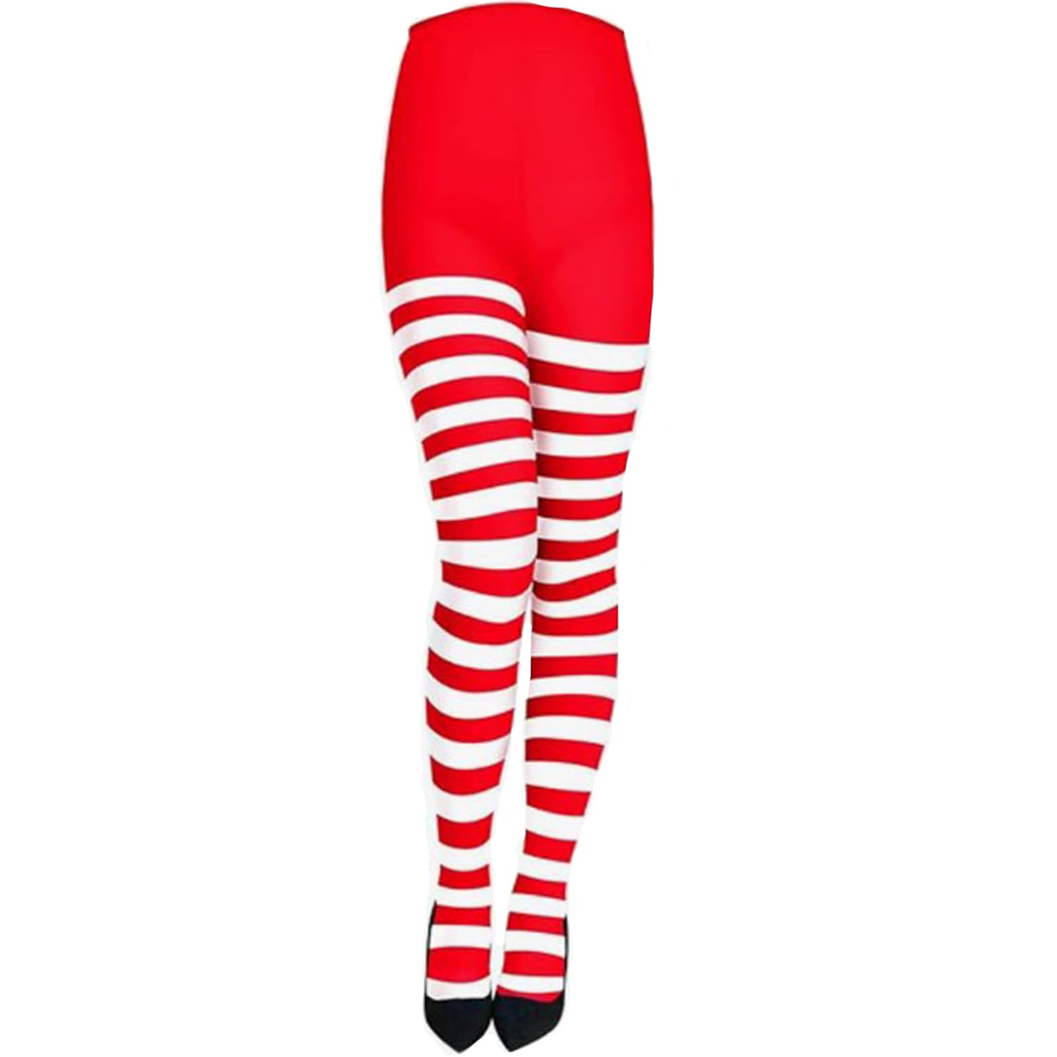 AOVNA Halloween Striped Tights Women’s Opaque Fancy Dress Tights (Red and White)