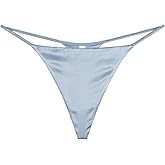 FEELITS 22 Momme 100% Mulberry Silk Thong for Women - Double-Layer Silk G-String Panties, Sexy One-Piece T-back for Gym