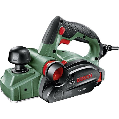 Bosch Home and Garden Handhobel PHO 2000, Hobelmesser, Karton (680 W, Hobelbreite 82 mm, Spantiefe 0 – 2,0 mm, Falztiefe 0 – 8 mm), Schwarz, Grün, 06032A4100
