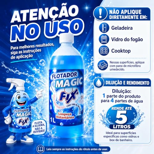 Flotador Multiuso Spray, Limpeza Instantânea Pesada, Limpador de Sofá, Removedor de Gordura e Mofo Magic Fix 1L