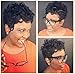 RUISENNA Short Curly Wigs for Black Woman Black Pixie Wigs African American Synthetic Short Wig Black Heat Resistance Fiber Wigs