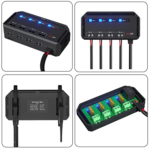 Car Fuse Box 12V with Relay Universal 20A Motorcycle/Car Quick Wiring Fuse Holder 4 Way Waterproof with LED Warning Indicator for Motorcycle Truck Boat SUV RV