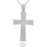 Claddagh Gold Solid Sterling Silver Jesus Christ Crucifix Cross Charm Pendant Necklace